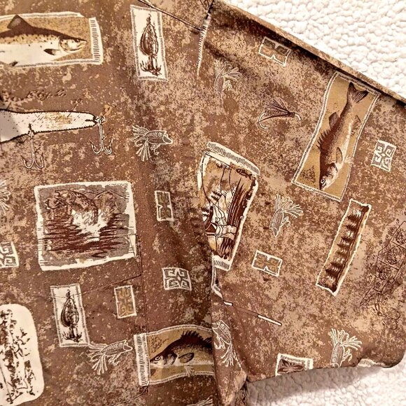 Roundtree Yorke Mens XL Fly-Fishing All Over Print Button Up Shirt - Picture 4 of 14